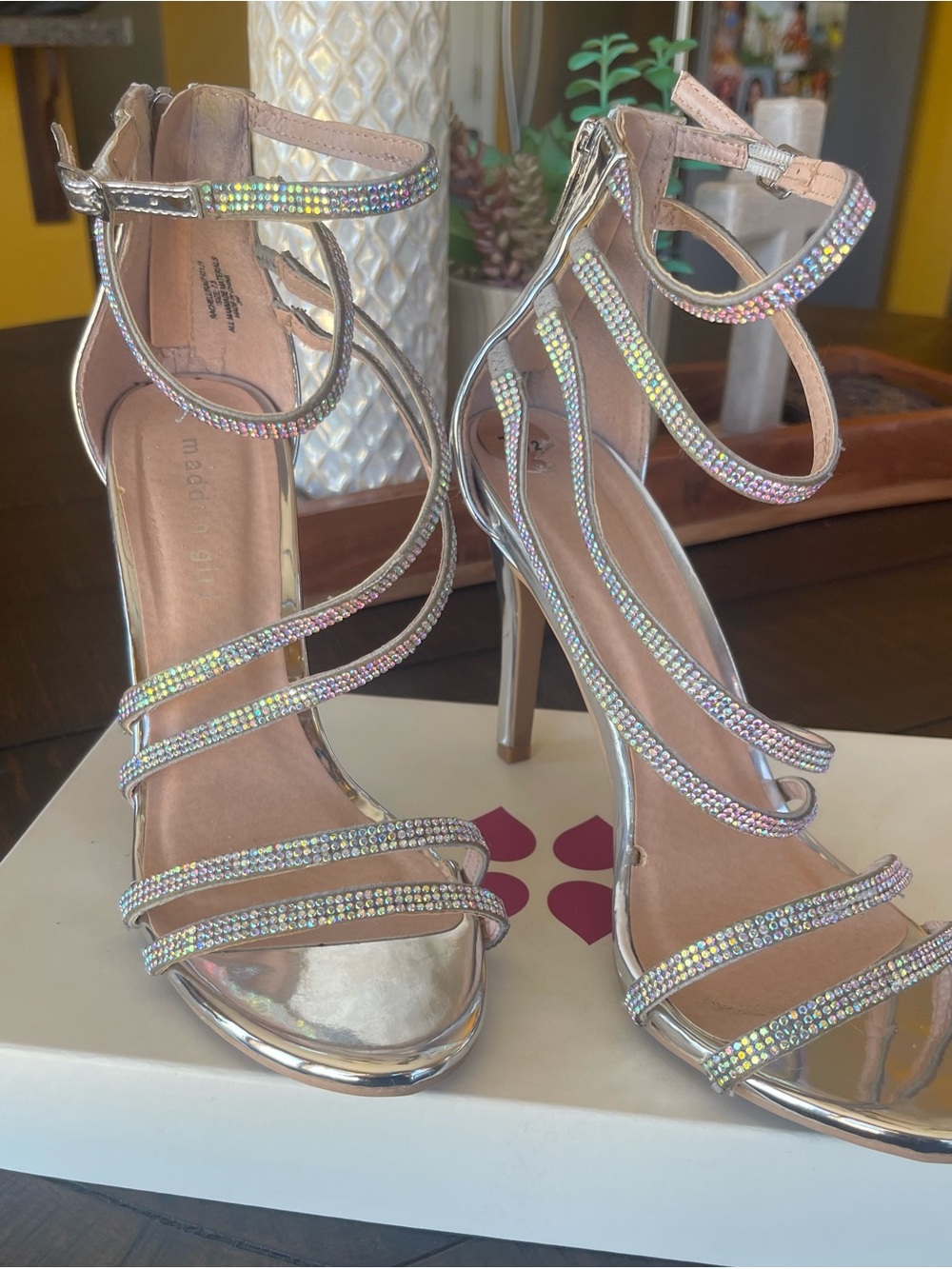 Madden Girl Silver Strappy High Heel Sandals - Size 7.5